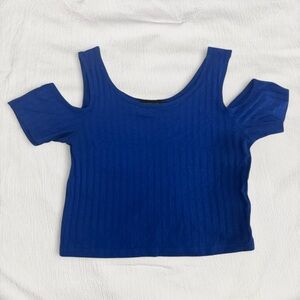 Primark Atmosphere Blue Cold Shoulder Cropped Top in Size 6 (Size S)